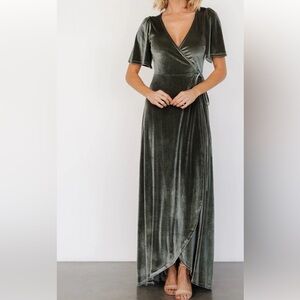 Baltic Born Olive Velvet Wrap Dress
